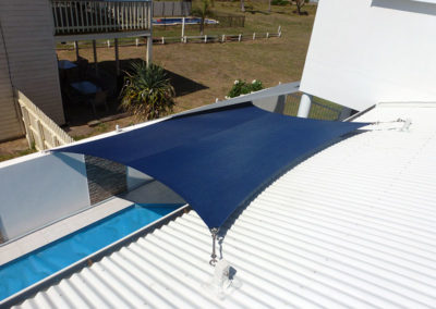 Overlapping shade sails over Pool 1 - Z16 Navy Blue & Silver Grey with Surfmist