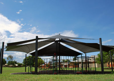 Replacement Shade Sails at St Mary's Catholic School - E32 Black and Silver Grey