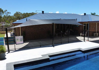 Shade sail next to pool area - Z16 Black with Black